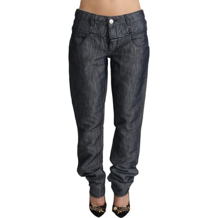 Acht Donkergrijze Ramie Mid Wijd Taille Rechte Denim Jeans