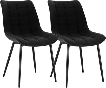 Eetkamerstoelen - Zwart - Fauteuils met armleuning - Linnen - Set van 2