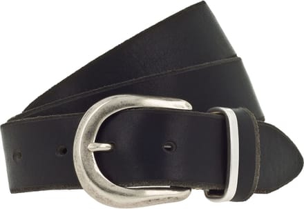 b.belt Leren Riem Vally Belt W75 Black Zwart