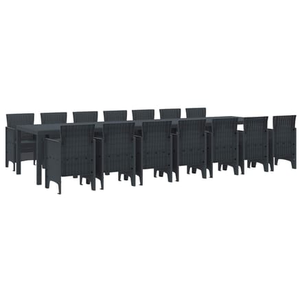 vidaXL - Tuin - eettafelset - met - kussens - 15 - st - Antraciet - PP