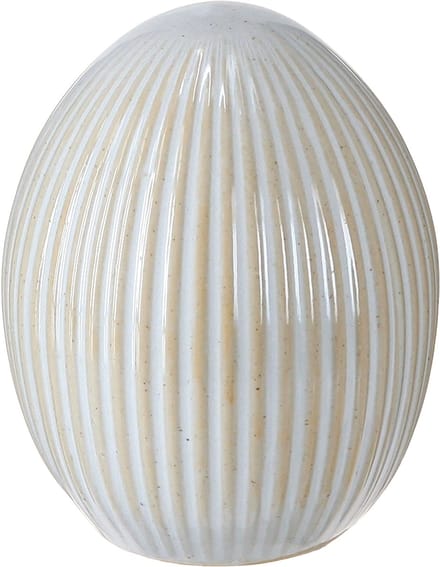 Paaseieren met groeven Keramiek Decoratief Ei Wit Grijs 7,5×9cm 4 stuk