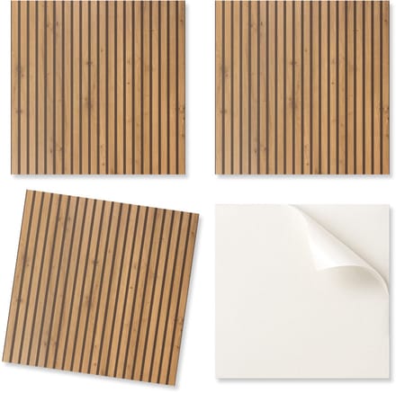 Vinyl vloertegelset met verticale houten planken van 4x50x50 cm
