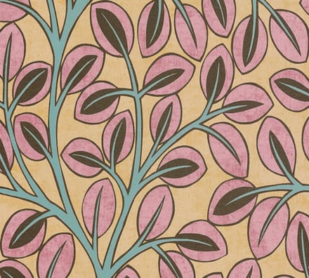 BLADEREN BEHANG | Retro - Geel Bruin Roze Blauw - A.S. Création Nordic Feeling