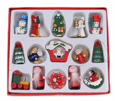 Houten Kerstballen Set - Speelgoed voor Kinderen - 15 Stuks
