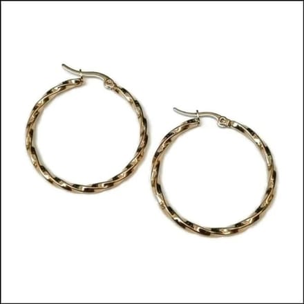 Gedraaide oorringen - Goudkleurig - RVS - 30mm - Oorbellen Dames