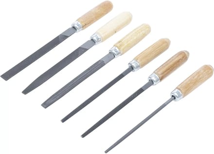 BGS Sleutlvijlen-set - houten heft - 100 mm - 6 delig