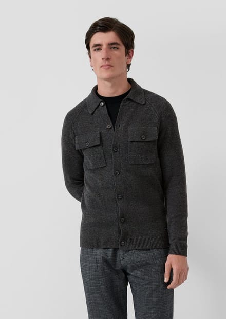 s.Oliver - male - Vest van wolmix in een overhemdstijl