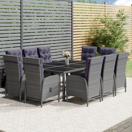 vidaXL - 11-delige - Tuinset - poly - rattan - grijs