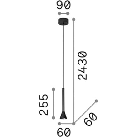 IDEAL LUX LED hanglamp Diesis, messingkleurig, Ø 6 cm, metaal