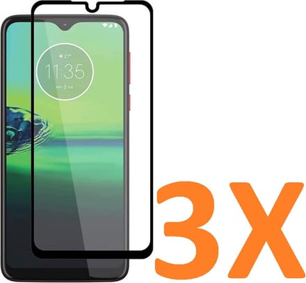 Screenprotector Glas - Full Tempered Glass Screen Protector Geschikt voor: Motorola Moto G8 Play  - 3x