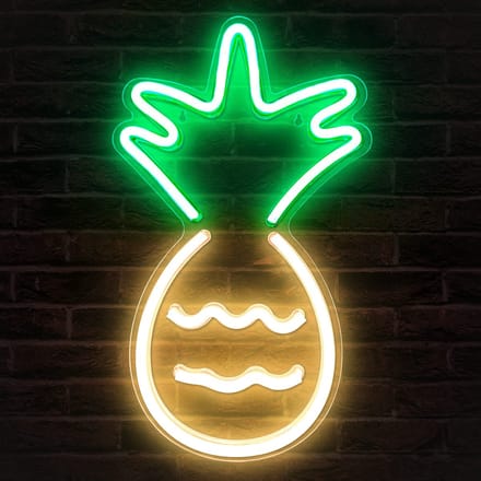 Groenovatie LED Neon Wandlamp "Ananas" - Op USB - 44x26x2cm - Groen / Geel