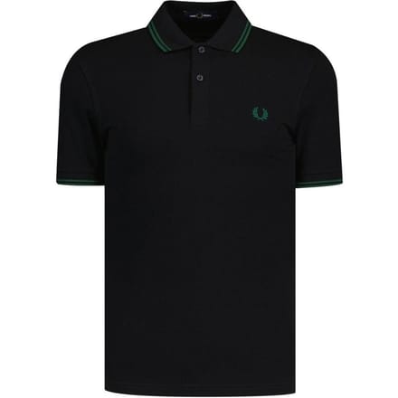 Fred Perry Herenpoloshirt met dubbele kraag (Zwart, Zwart)