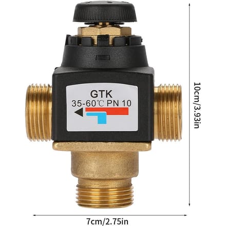 3-weg DN20 Buitendraad Messing Thermostatische Mengkraan voor Zonneboiler zwart