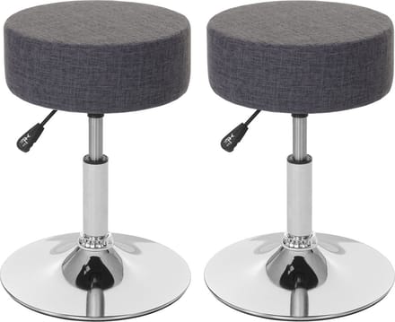 Set van 2 krukken MCW-C22, kruk make-up kruk, in hoogte verstelbaar Ø 35cm ~ textiel, grijs