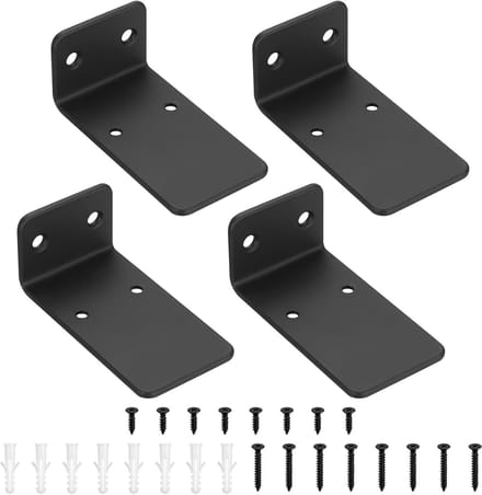 Famanu – Set van 4 zware onzichtbare plankdragers, 9 cm, zwart, voor wandmontage