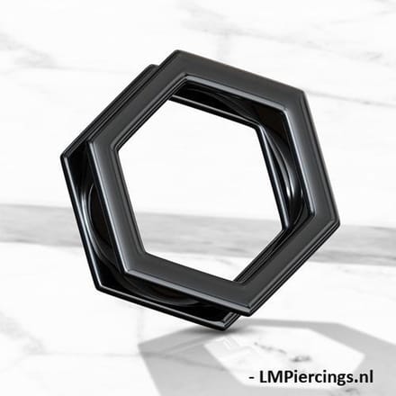 Screw-fit tunnel moer 6 mm - zwart - LMPiercings