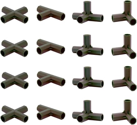 Broeikas Frame Connectoren - Ondersteuning Koppelingen - Tuin Constructie Bouwen - Heavy Duty Ontwerp - 16 Stuks - Zwart