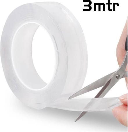 DW4Trading Dubbelzijdige Nanotape - Herbruikbaar - 30x1 mm - Lengte 3 meter - Transparant