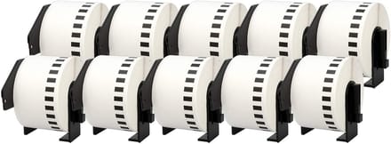 10x Continue Lengte Tapes 50mm x 30.48m voor Labelprinters - Zwart op Wit