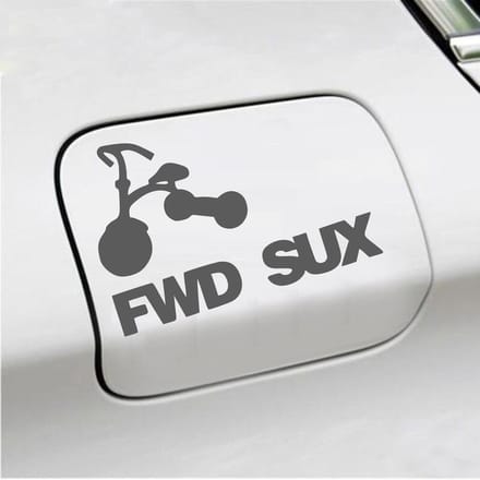 Bumpersticker - FWD SUX - 12,2 X 18 - Antraciet