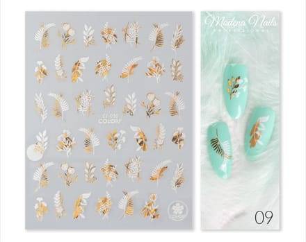 Modena Nails Nail Art Stickers Gold Glam #09