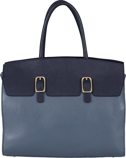 SALE BELUCIA OVADA DAMES HANDTAS LARGE KALFSLEER BICOLOR BLAUW