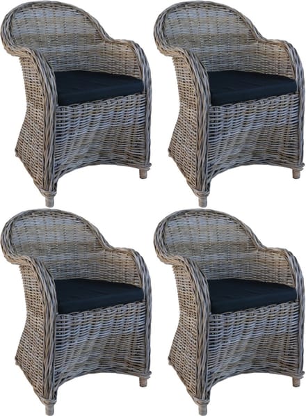 Decomeubel - Rotan Stoel Kubu Grey met zwart Kussen - set van 4 stoelen