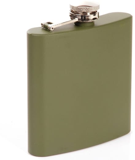 Heupfles - 180 ml - legergroen - metaal - 9 x 10 cm - Drank zakfles