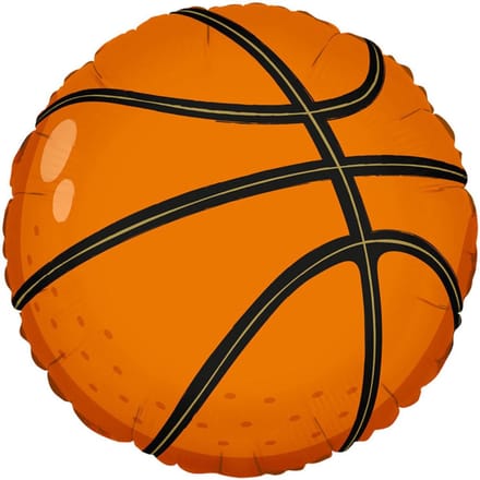 Basketbal Folieballon, 45 cm, rond, met zelfsluitend ventiel