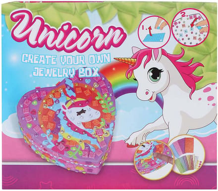 Sieradendoos eenhoorn karton knutselset voor kinderen multicolor.