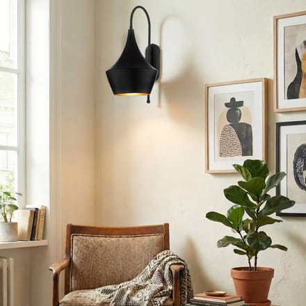 ROYALTECH Wandlamp Olaf, zwart, metaal, hoogte 48 cm