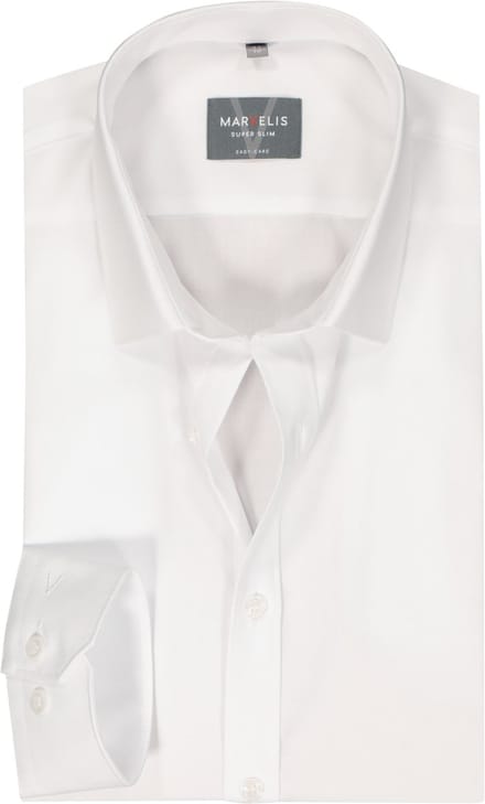 MARVELIS super slim fit overhemd - mouwlengte 7 - popeline - wit - Strijkvriendelijk - Boordmaat: 38