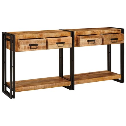 vidaXL - Wandtafels - 2 - st - Bruin - 161 - x - 33 - x - 75 - cm - Massief - Mango - Hout