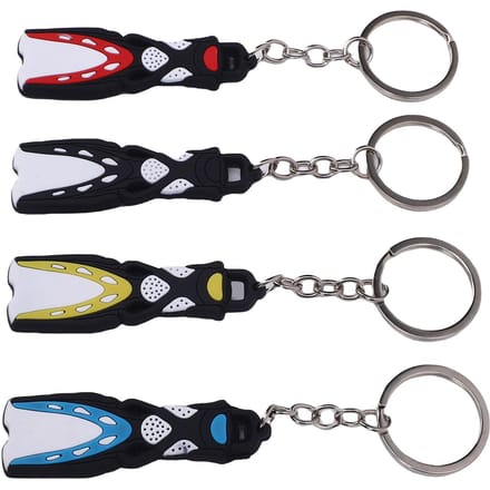 4 stuks Siliconen Duikvin Sleutelhangers Decoratieve Scuba Duikvinnen Sleutelringen Duik Souvenir Cadeau black