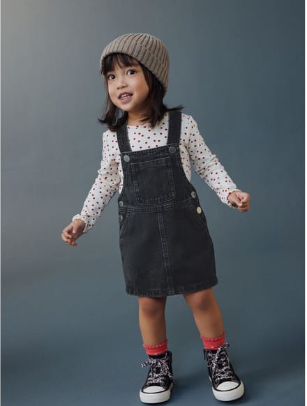 Next - Meisjes - Denim overgooier jurkje - Zwart