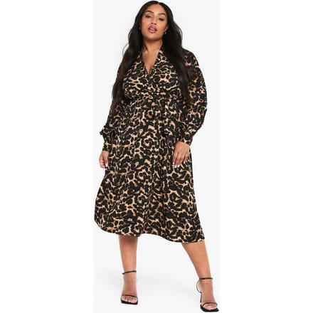 boohoo Dames PLUS LEOPARD PRINT CEINTUURDE SKATERJURK | Luipaardprint | Maat: 46