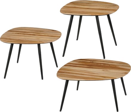 Mica Decorations Jailey Bijzettafel - Set van 3 - L62 x B52 x H34 cm - Gerecycled Hout - Bruin