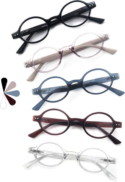 5-Pack Leesbrillen Ovaal Frame Comfortabel Lichtgewicht Inclusief Opbergzakjes