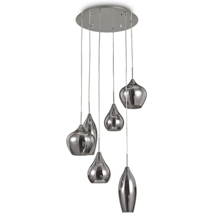 Ideal Lux Soft hanglamp 6-lamps chroom/rook