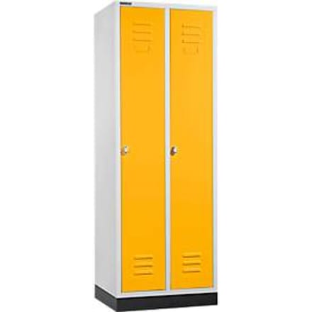 Schäfer Shop Select Kledinglocker, met 2 compartimenten, met fitting, draaigrendelslot, lichtgrijs/geel