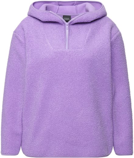 Ulla Popken - Dames - Teddy-pullover pluche capuchon lange mouwen - Blauwe lila - Maat 46+
