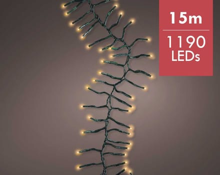 Kerstverlichting LED Cluster String 15M met 8 twinkel effecten - 1190 lampjes