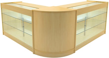 Helios led-winkeltoonbankset - esdoorn - cm60 & 2xk1500 - gehard glas