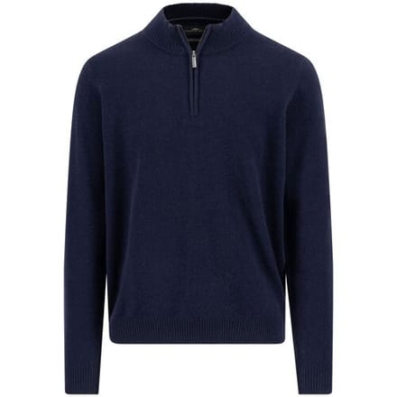 Fynch-Hatton Trui Solid Color Luxury Cashmere Troyer Zip Navy / male