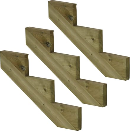 Set van 3 stuks: Trapbalk 3 treden geïmpregneerd hout voor tuintrap