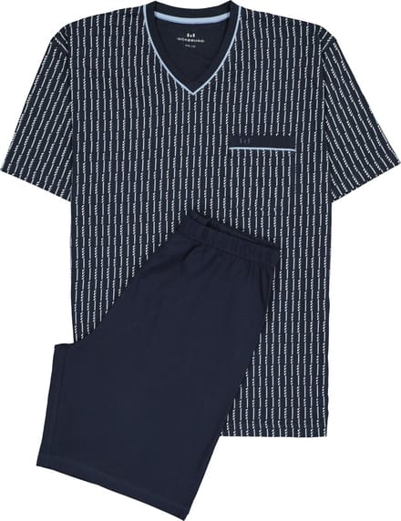 Gotzburg heren shortama - blauw met lichtblauw en wit dessin