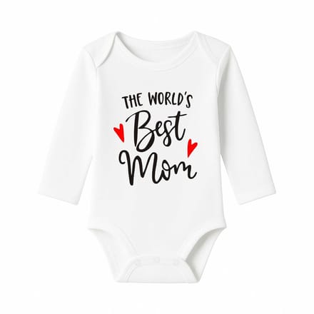 Romper met Tekst Baby – The world’s best Mom – Wit – Lange mouw – Maat 74/80