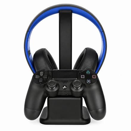 Headset Standaard en Controller Houder Geschikt voor PlayStation 4 en PlayStation 5 – Gaming Bureau Organizer – Wit – gamepadhouder