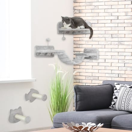 REDOM - Kattenkrabpaal - pluche bekleed - verticale structuur - 90B x 26T x 12,5H cm LIGHT GREY
