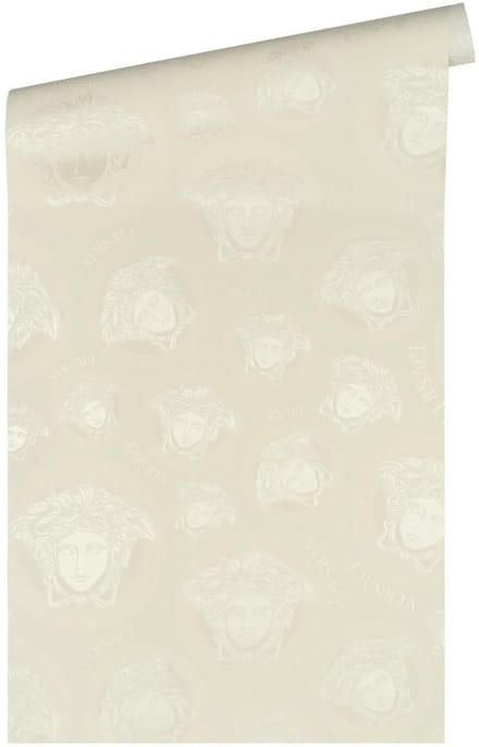 "MEDUSA HOOFD" SATIJN GLANZEND BEHANG | Design - crème wit - A.S. Création Versace 5